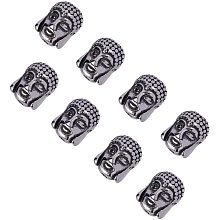 PandaHall Elite About 10pcs 304 Stainless Steel Religion Beads Reversible Buddha Shaped Charms Antique Silver Beads for DIY Jewelry Making 11.5x9x6.5mm, Hole 1.5mm