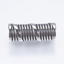 Honeyhandy 304 Stainless Steel Tube Beads, Large Hole Beads, Antique Silver, 23x9.5x9mm, Hole: 6mm