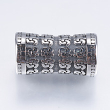 Honeyhandy 304 Stainless Steel Tube Beads, Large Hole Beads, Antique Silver, 22x11.5mm, Hole: 8mm