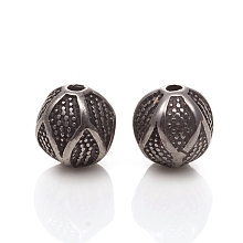 Honeyhandy 304 Stainless Steel Beads, Round, Antique Silver, 9~9.5x9.5mm, Hole: 1.6mm