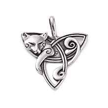 Honeyhandy 304 Stainless Steel Pendants, Trinity Knot with Fox, Antique Silver, 48x41.5x3mm, Hole: 5x10mm