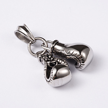 Honeyhandy 304 Stainless Steel Pendants, Boxing Gloves, Gym Charms, Antique Silver, 31x16x14mm, Hole: 13.5x8mm