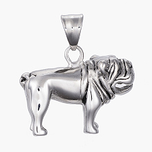 Honeyhandy 304 Stainless Steel Puppy Pendants, Sharpei Dog Charms, Antique Silver, 24x32x12mm, Hole: 5x8mm