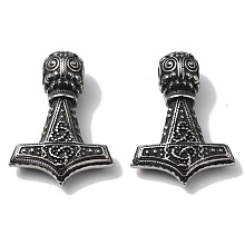 Honeyhandy Viking 304 Stainless Steel Pendants, Thor's Hammer, Antique Silver, 40x28x13mm, Hole: 5.5mm