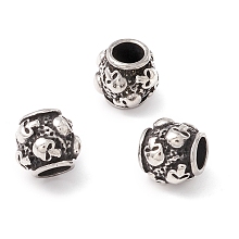 Honeyhandy 304 Stainless Steel European Beads, Large Hole Beads, Manual Polishing, Column, Antique Silver, 9.5x8.5mm, Hole: 4.5mm