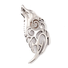 Honeyhandy 304 Stainless Steel Pendants, Wolf, Antique Silver, 46x19x2.5mm, Hole: 7.5x4mm