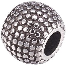 UNICRAFTALE 10pcs Antique Silver Rondelle Dots Beads European Large Hole Beads Stainless Steel Beads for Jewelry Findings Bracelet Necklace Making 10.5x8.5mm, Hole 4.5mm