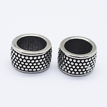 Honeyhandy 316 Surgical Stainless Steel Beads, Large Hole Beads, Column, Antique Silver, 11.5x7mm, Hole: 8mm