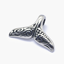 Honeyhandy 304 Stainless Steel Pendants, Whale Tail Shape, Antique Silver, 17x25.5x7mm, Hole: 3x7mm