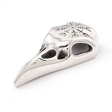 Honeyhandy Tibetan Style 304 Stainless Steel Pendants, Bird Skull, Antique Silver, 47x23x10mm, Hole: 9x4mm