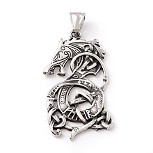 Honeyhandy Tibetan Style 304 Stainless Steel Pendants, Dragon, Antique Silver, 50x27x3mm, Hole: 8x4.5mm