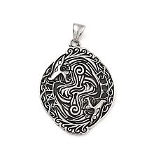 Honeyhandy 304 Stainless Steel Wolves Skoll & Hati Sons Of Fenrir Norse Pendants, Antique Silver, 49x38x2mm, Hole: 7.5x4mm