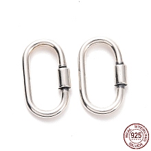 Honeyhandy 925 Sterling Silver Locking Carabiner, Oval, Antique Silver, 15x9x1.5mm, Inner Diameter: 12x5mm