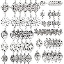 SUNNYCLUE 1 Box 100Pcs 10 Styles Tibetan Style Alloy connectors Charms Flower Flat Round Pendants Butterfly Heart Links Connector Chakra Jewellery Findings for DIY Earring Bracelet Making