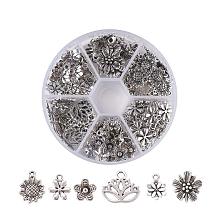 Arricraft 135pcs 6 Styles Flower Antique Silver Tibetan Alloy Pendants Charms for DIY Bracelet Necklace Jewelry Making (Sunflower, Lotus Flower)