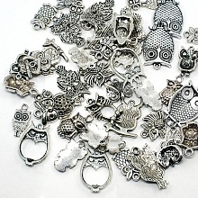 PandaHall Elite Tibetan Style Alloy Owl Pendants for Jewelry Making