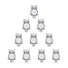 Arricraft 10 Pcs Vintage Tibetan Style Alloy Owl Pendant Cabochon Bezel Settings, Antique Silver, Flat Round Tray: 25mm; Fit for 3mm Rhinestone; 55x30x2mm, Hole: 3mm