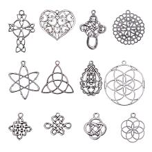 PandaHall Elite 48pcs 12 Style Celtic Charms Pendants Tibetan Alloy Celtic Knot Cross Beads Charms for DIY Bracelet Necklace Jewelry Making