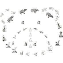 SUNNYCLUE 1 Box 10 Styles 40Pcs Tibetan Style Alloy Bear Charms Animal Bear Hand Heart Pendants for DIY Earring Necklace Bracelet Jewellery Making Accessory Keychain Decor