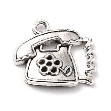 Honeyhandy Tibetan Style Alloy Telephone Charms, Antique Silver, 17x18x2.5mm, Hole: 1.8mm