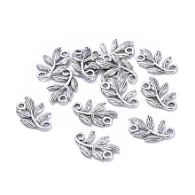 Honeyhandy Metal Alloy Links connectors, Cadmium Free & Lead Free, Leaf, Antique Silver, 15x9x1mm, Hole: 2mm