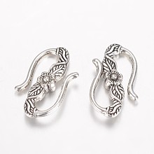 Honeyhandy Tibetan Style Alloy Hook and S-Hook Clasps, Antique Silver, 23x14x4mm