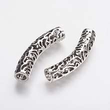 Honeyhandy Tibetan Style Alloy European Beads, Hollow Tube, Antique Silver, 37.5x7.5mm, Hole: 5mm