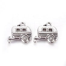 Honeyhandy Tibetan Style Zinc Alloy Pendants, Camping Car, Antique Silver, 18x19x2.5mm, Hole: 2mm