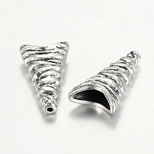 Honeyhandy Tibetan Style Cone Alloy Bead Caps, Antique Silver, 24x12x6mm, Hole: 1mm & 3.5x9mm