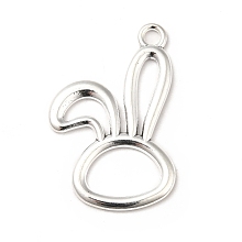 Tibetan Style Alloy Big Pendants, Rabbit Head Charms, Hollow, Antique Silver, 32x21x1.5mm, Hole: 2.5mm