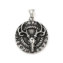 Honeyhandy 304 Stainless Steel Pendants, Goat Skull & Demon Skull, Antique Silver, 41.5x37x7mm, Hole: 8.5x4mm