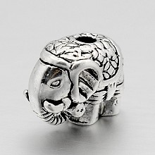 Honeyhandy Tibetan Style Alloy Elephant Beads, Antique Silver, 10x12x8mm, Hole: 2mm