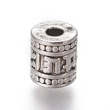 Honeyhandy Tibetan Style Alloy Beads, Column, Antique Silver, 7x6mm, Hole: 2mm