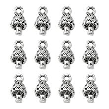 Honeyhandy Tibetan Style Alloy Pendants, Lead Free & Cadmium Free, Mushroom, Antique Silver, 13x8mm, Hole: 2mm