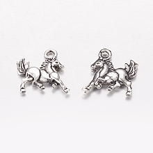 Honeyhandy Tibetan Style Antique Silver Alloy Horse Pendants, 16.5x13.5x2mm, Hole: 2mm