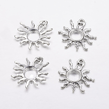 Honeyhandy Tibetan Style Alloy Sun Pendants, Solar Eclipse Pendants, Antique Silver, 25x27x2mm, Hole: 2mm