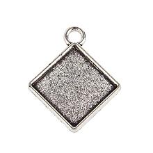 ARRICRAFT 10pcs Vintage Tibetan Style Alloy Rhombus Pendant Cabochon Bezel Settings, Antique Silver 35x30x2mm