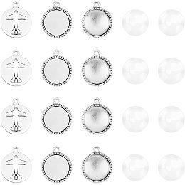 Arricraft 200 Pcs Half Round Cabochon Tray Kit 18mm, 100 Pcs Bezel Pendant Trays Setting and 100 Pcs Glass Cabochon for DIY Pendant Jewelry Making