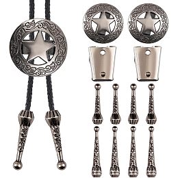 CHGCRAFT 12Pcs 4 Styles Bolo Tie Findings Kit Including Bolo Tie Slide Clasp and Alloy Cord Ends for DIY Bolo Tie Making, Antique Silver and Platinum