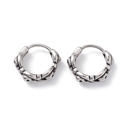 Honeyhandy 304 Stainless Steel Skull Hoop Earrings for Men Women, Antique Silver, 15x18x5mm, Pin: 1mm