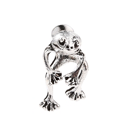 Honeyhandy Alloy Frog Front Back Stud Earrings for Men Women, Antique Silver, 11x8.5mm, Pin: 0.7mm