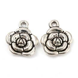 Alloy Pendants, Cadmium Free & Lead Free, Flower, Antique Silver, 15.5x13x3.5mm, Hole: 1.6mm, about 833pcs/1000g