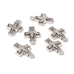 Honeyhandy Tibetan Style Alloy Pendants, Cross with Peace Pigeon, Antique Silver, 24x16x3mm, Hole: 2.5mm