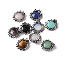 Honeyhandy Gemstone Pendants, Dragon Charms, with Rack Plating Antique Silver Tone Alloy Findings, Cadmium Free & Lead Free, Mixed Dyed and Undyed, 43x41x6mm, Hole: 7x8.5mm