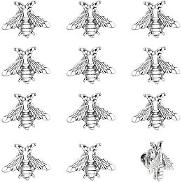 CHGCRAFT 12Pcs Bees Alloy Lapel Pins for Backpack Clothes Decorations Party Anniversary Accessories Gifts, Antique Silver 26x20x3mm