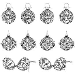 Arricraft 10pcs Cage Pendants, Brass Locket Charms, Chime Ball Pendants, Locket for Necklaces Jewelry Making Supplies-Antique Silver