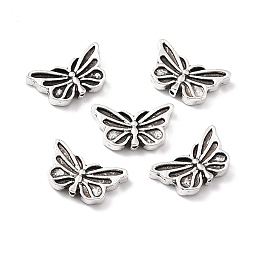 Honeyhandy Alloy Beads, Butterfly, Antique Silver, 9.5x16x2.5mm, Hole: 1mm