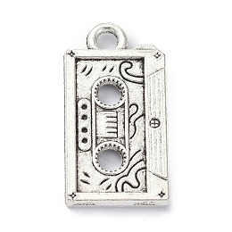 Honeyhandy Tibetan Style Alloy Cassette Tape Pendants, Antique Silver, 23x12x2mm, Hole: 2.3mm