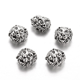 Honeyhandy Tibetan Style Alloy Beads, Lion, Antique Silver, 13x12x8mm, Hole: 1.5mm