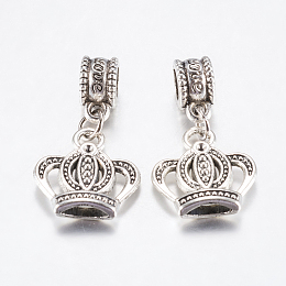 Honeyhandy Tibetan Style Alloy European Dangle Charms, Large Hole Pendants, Clown/Jester, Antique Silver, 28mm, Pendant: 17x15.5x4mm, Hole: 4.5mm